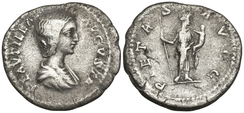 Plautilla AR Denarius. Rome, AD 202-205. PLAVTILLA AVGVSTA, draped bust right / ...