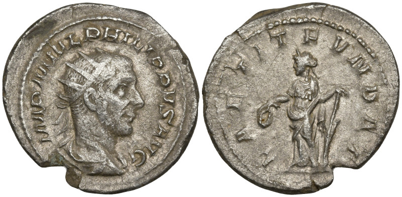 Philip I AR Antoninianus. Rome, AD 244-247. IMP M IVL PHILIPPVS AVG, radiate, dr...