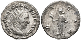 Trajan Decius AR Antoninianus. Rome, AD 249-251. IMP C M Q TRAIANVS DECIVS AVG, radiate, draped, and cuirassed bust right, seen from behind / DACIA, D...
