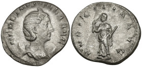 Herennia Etruscilla AR Antoninianus. Rome, AD 249-251. HER ETRVSCILLA AVG, draped, diademed bust right on crescent / PVDICITIA AVG, Pudicitia veiled s...
