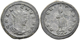 Gallienus BI Antoninianus. Antioch, AD 267. GALLIENVS AVG, Radiate, draped and cuirassed bust right / AETERNITAS AVG, Saturn with harpa standing right...