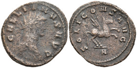 Gallienus BI Antoninianus. Rome, AD 267-268. GALLIENVS AVG, radiate head to right / SOLI CONS AVG, Pegasus prancing to right; A in exergue. RIC V.1 28...