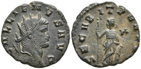 Gallienus BI Antoninianus. Rome, AD 264-265. GALLIENVS AVG, radiate head to right / SECVRIT PERPET, Securitas standing to left, leaning on column and ...