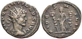 Quintillus BI Antoninianus. Mediolanum, AD 270. IMP QVINTILLVS AVG, radiate, draped and cuirassed bust to right / FIDES MILIT, Fides standing facing, ...