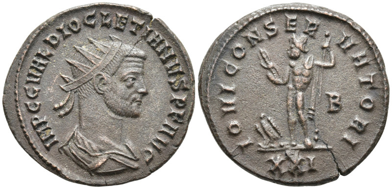 Diocletian Silvered Æ Radiate. Siscia, AD 285-286. IMP C C VAL DIOCLETIANVS P F ...