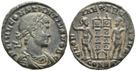 Constantius II. As Caesar, Æ follis Constantinople, AD 324-337. Constantine I, AD 330-333. FL IVL CONSTANTIVS NOB C, laureate and cuirassed bust of Co...