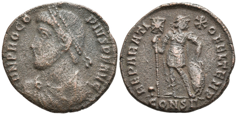 Procopius. Usurper, Æ Constantinople. AD 365-366. mint, 3rd officina. Pearl-diad...