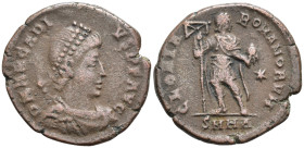 Arcadius. Æ AD 383-408. Nicomedia mint, 2nd officina. Struck 15 May AD 392-17 January 395. Pearl-diademed, draped, and cuirassed bust right / Arcadius...