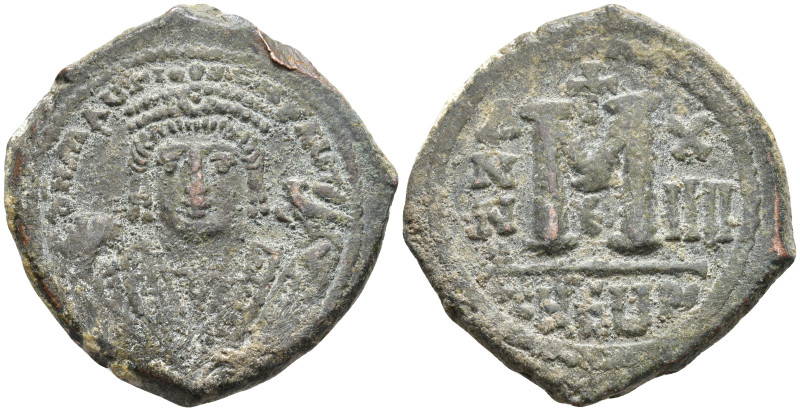 Maurice Tiberius. Æ Follis AD 582-602. Theoupolis (Antioch) mint, 3rd officina. ...