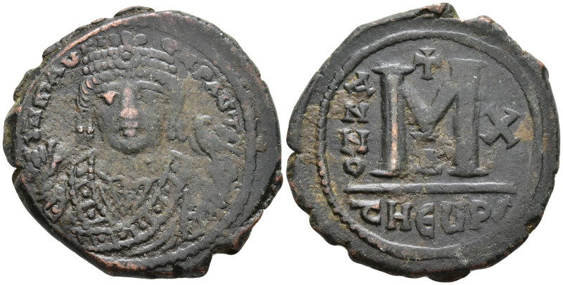 Maurice Tiberius. Æ Follis AD 582-602. Theoupolis (Antioch) mint, 3rd officina. ...