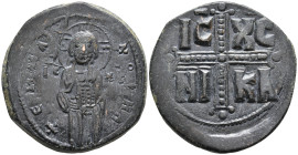 Anonymous Folles. temp. Michael IV, circa 1034-1041. Æ Follis. Class C. Constantinople mint. Christ Antiphonetes standing facing / IC-XC/ NI-KA in two...