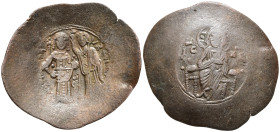 Manuel I Comnenus, AD 1143-1180. Æ Trachy. Constantinople. IC / XC. Christ, bearded and nimbate, wearing tunic and kolobion, seated upon backless thro...