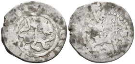 Armenia, Cilician. Armenia. Levon II AR Tram. AD 1270-1289. Levon, crowned, on horseback to right, head facing, holding cruciform sceptre and reins; t...