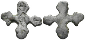 Very Beautiful Byzantine Cross Pendant, Ae Bronze, AD 7th - 13th. 84,4g, 23,0.
