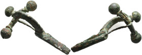 GREEK BRONZE FIBULA.(4th-3th Century BC).Ae. 36,5g, 74,0mm. Good Very fine.