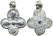 Very Beautiful Byzantine Cross Pendant, Ae Bronze, AD 7th-13th. 3,7g, 28,0mm.