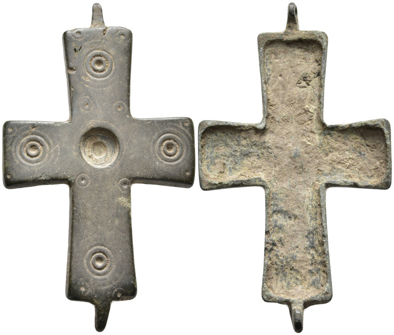 Very Beautiful Byzantine Cross Pendant, Ae Bronze, AD 7th-13th.14,0g,52,0mm.