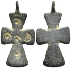 Very Beautiful Byzantine Cross Pendant, Ae Bronze, AD 7th-13th. 2,6g, 33,0mm.