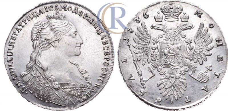 Russia. 1 рубль 1736 года.. Серебро, 25,12г. Кадашевский монетный двор. Аверс: п...