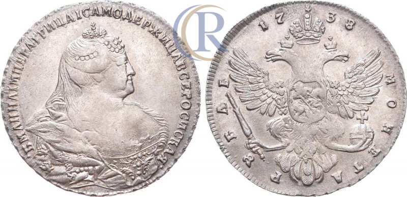 Russia. 1 рубль 1738 года.. Серебро, 25,41г. Красный монетный двор. Портрет рабо...
