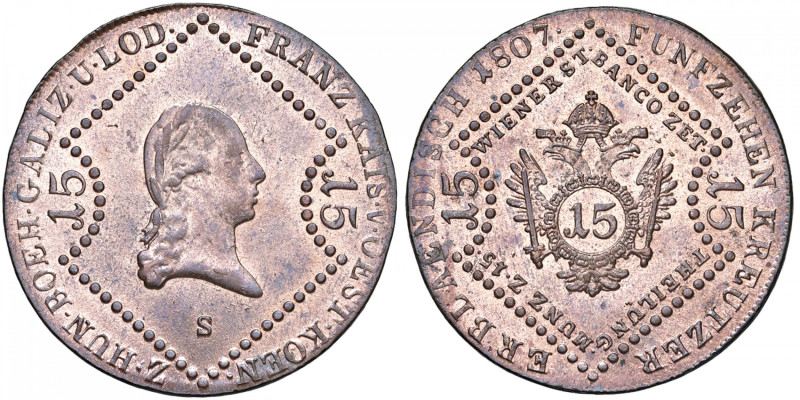 AUSTRIA Francesco I (1806-1835) 15 Kreuzer 1807 S - KM 2138 CU (g 11,67) 
FDC