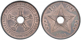CONGO Leopoldo II (1865-1908) 10 Centimes 1894 - KM 4 CU (g 19,68)
FDC