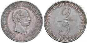 Germania Hannover Ernesto Augusto (1837-1851) 2/3 di tallero 1839 A - KM 180 AG (g 13,14) R
SPL