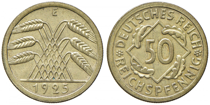 GERMANIA Repubblica di Weimar (1918-1933) 50 Reichspfennig 1925 E - KM 41 AL-BR ...