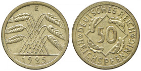 GERMANIA Repubblica di Weimar (1918-1933) 50 Reichspfennig 1925 E - KM 41 AL-BR (g 4,99) RRR
SPL