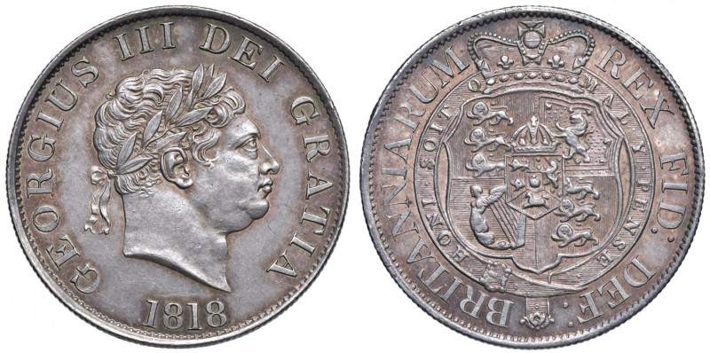 GRAN BRETAGNA Giorgio III (1760-1820) Mezza corona 1818 - KM 672 AG (g 14,10) 
...
