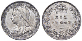 GRAN BRETAGNA Vittoria (1837-1901) 6 Penny 1901 - Spink 3941 AG (g 2,82) 
SPL-FDC