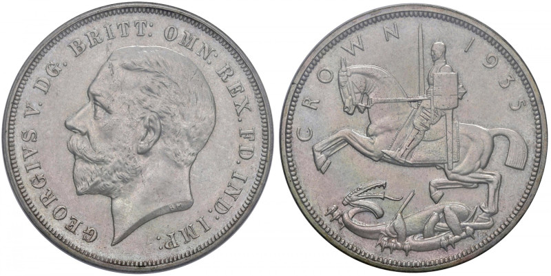 GRAN BRETAGNA Giorgio V (1910-1936) Corona 1935 An. XXV - Spink 4048 AG In slab ...