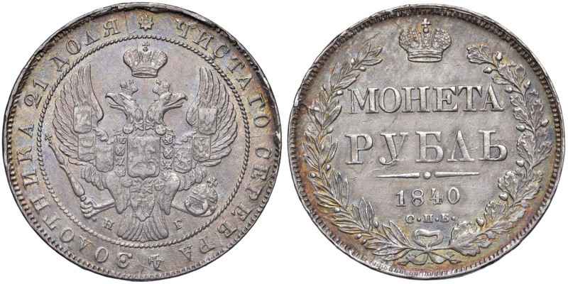 RUSSIA Nicola I (1825-1855) Rublo 1840 CΠM HΓ - C168.1 AG (g 20,79) 
SPL
