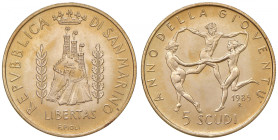 SAN MARINO Nuova monetazione (1972- ) 5 Scudi 1985 - Gig. 108 AU (g 10,00) In scatola originale.
FDC