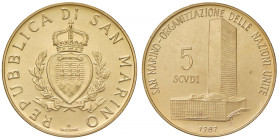 SAN MARINO Nuova monetazione (1972- ) 5 Scudi 1987 - Gig. 110 AU (g 16,96) In scatola originale.
FDC