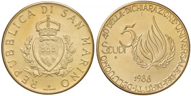 SAN MARINO Nuova monetazione (1972- ) 5 Scudi 1988 - Gig. 111 AU (g 16,96) In scatola originale.
FDC