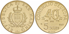 SAN MARINO Nuova monetazione (1972- ) 5 Scudi 1989 - Gig. 112 AU (g 16,96) In scatola originale.
FDC