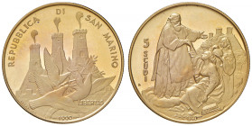 SAN MARINO Nuova monetazione (1972- ) 5 Scudi 1990 - Gig. 113 AU (g 16,96) In scatola originale.
PROOF
