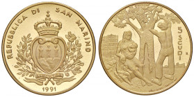 SAN MARINO Nuova monetazione (1972- ) 5 Scudi 1991 - Gig. 114 AU (g 16,96)
PROOF