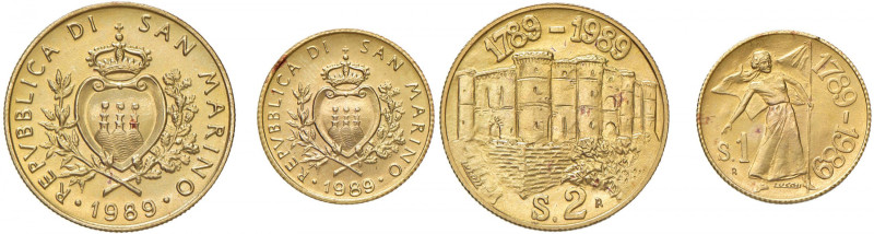 SAN MARINO Nuova monetazione (1972- ) 2 e 1 Scudo 1989 - Gig. 165 AU (g 6,45 e 3...