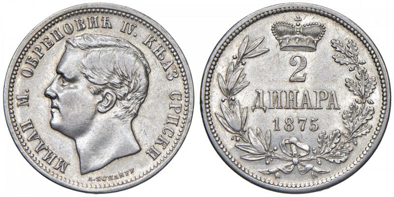 SERBIA Milan I (1882-1889) 2 Dinara 1875 - KM 6 AG (g 10,00) R
qSPL