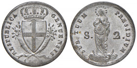 GENOVA Repubblica genovese (1814) 2 Soldi 1814 - Gig. 4 MI (g 2,41) Debolezze di conio. 
FDC