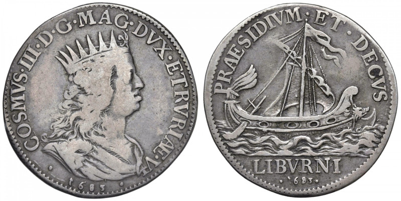 LIVORNO Cosimo III de Medici (1670-1723) Mezzo tollero 1683 - Pucci 46b AG (g 13...