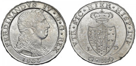 NAPOLI Ferdinando IV di Borbone (1799-1805) Piastra da 120 grana 1805 - Gig. 71c AG (g 27,47) 
M. di SPL
