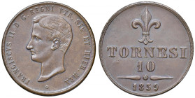 NAPOLI Francesco II di Borbone (1859-1860) 10 Tornesi 1859 - Gig. 4 CU (g 31,71) 
SPL
