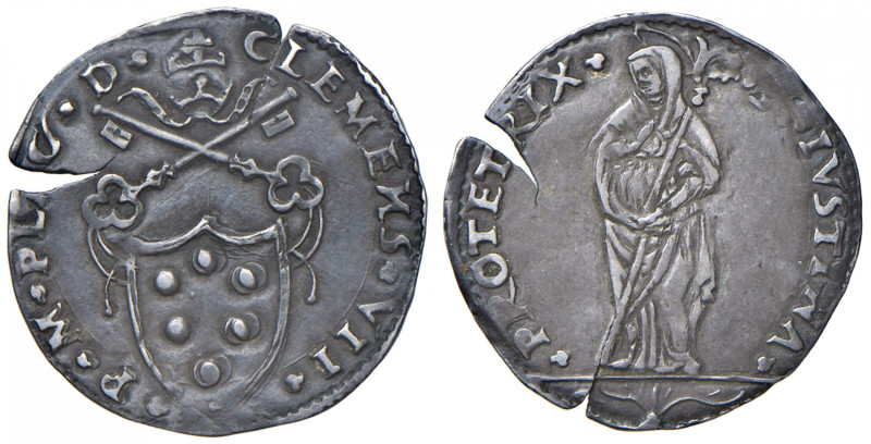 Clemente VII (1523-1534) Piacenza - Mezzo giulio senza data - Munt. 127 AG (g 1,...
