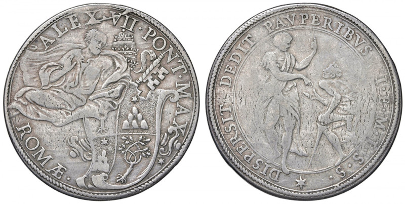 Alessandro VII (1655-1667) Piastra - Munt. 7 AG (g 31,48) RR 
BB