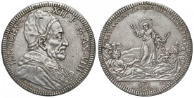 Innocenzo XII (1691-1700) Piastra 1698 A. VIII - Munt. 19 AG (g 32,00) Esemplare collezione Muntoni. Traccia di montatura.
BB+