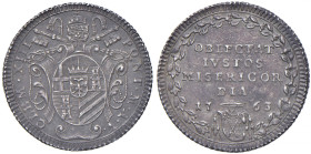Clemente XIII (1758-1769) Giulio 1763 A. V - Munt. 30a AG (g 2,65) Bella patina.
SPL+