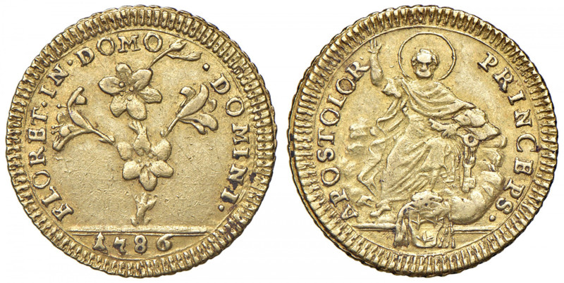 Pio VI (1775-1799) Doppia 1786 - Munt. 4 AU (g 5,45) R
BB